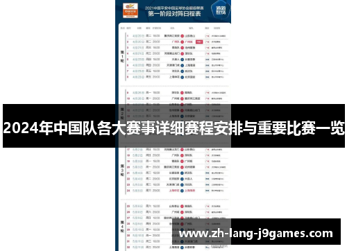 2024年中国队各大赛事详细赛程安排与重要比赛一览